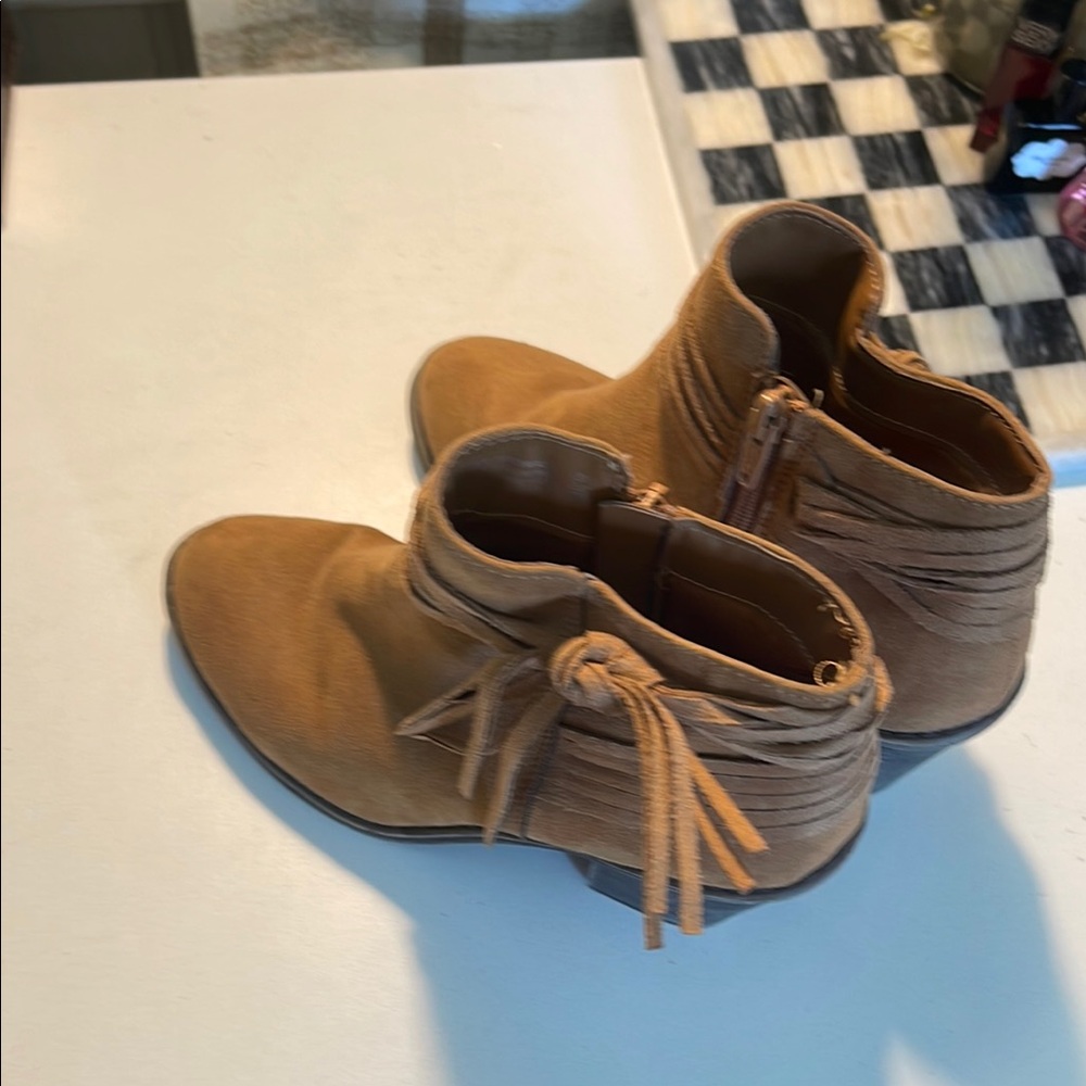 Time and Tru Brown Ankle Booties with Fringe - Picture 12 of 16